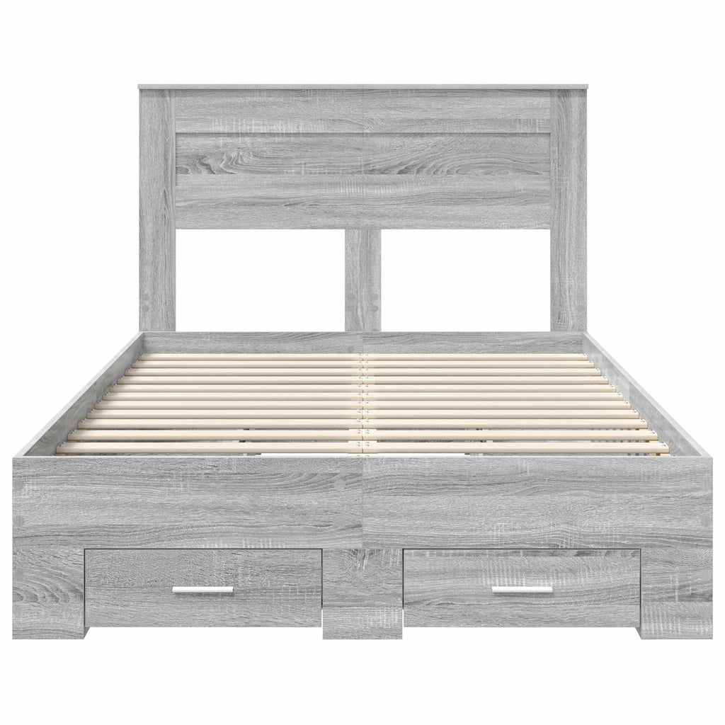 vidaXL Ramka łóżka Szary Sonoma 120 x 200 cm Materiał drewnopochodny