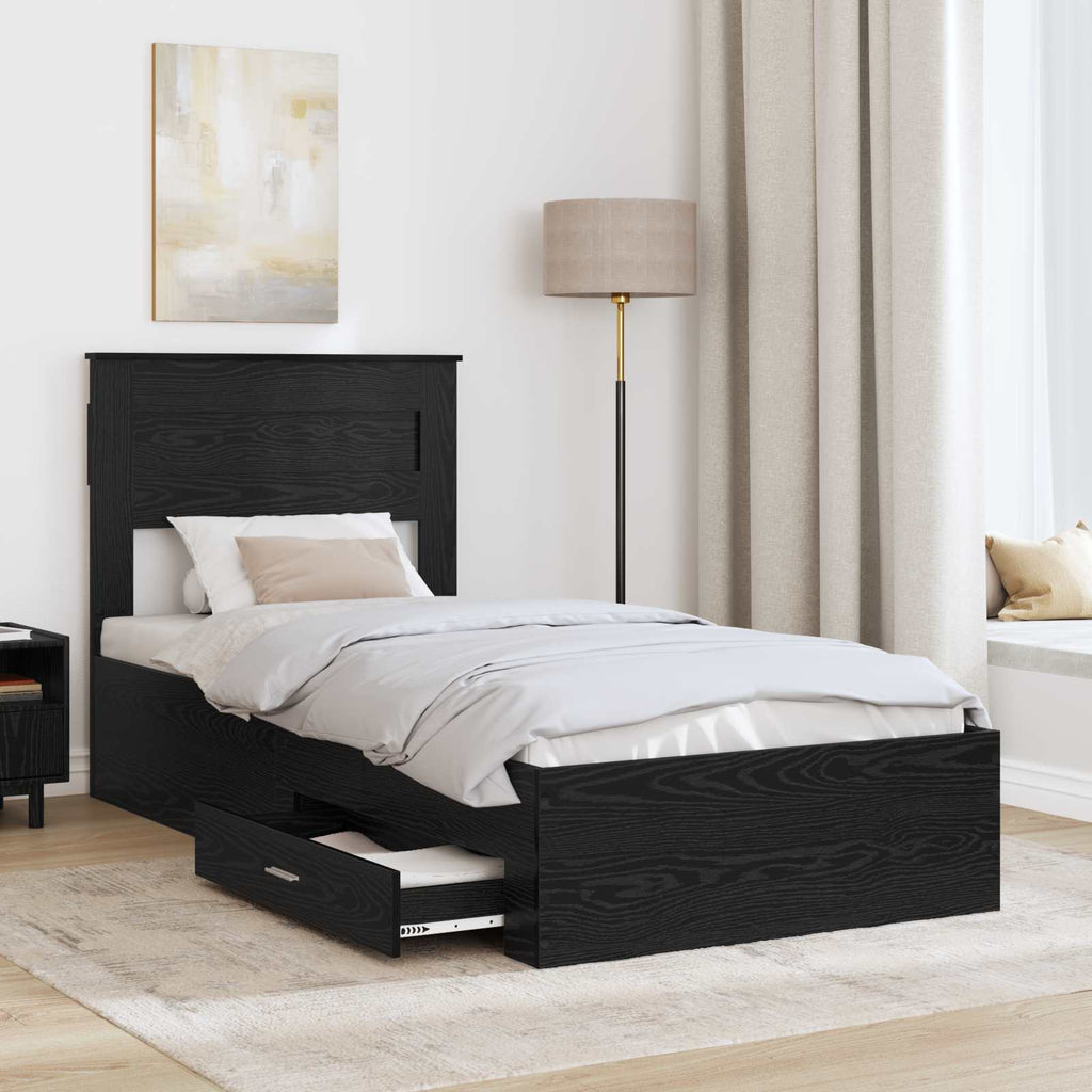 vidaXL Ramka łóżka Czarny Dąb 100 x 200 cm Materiał drewnopochodny