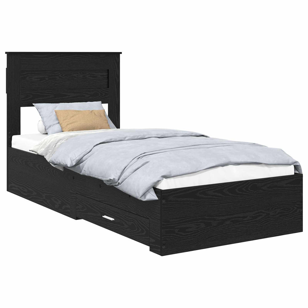 vidaXL Ramka łóżka Czarny Dąb 100 x 200 cm Materiał drewnopochodny
