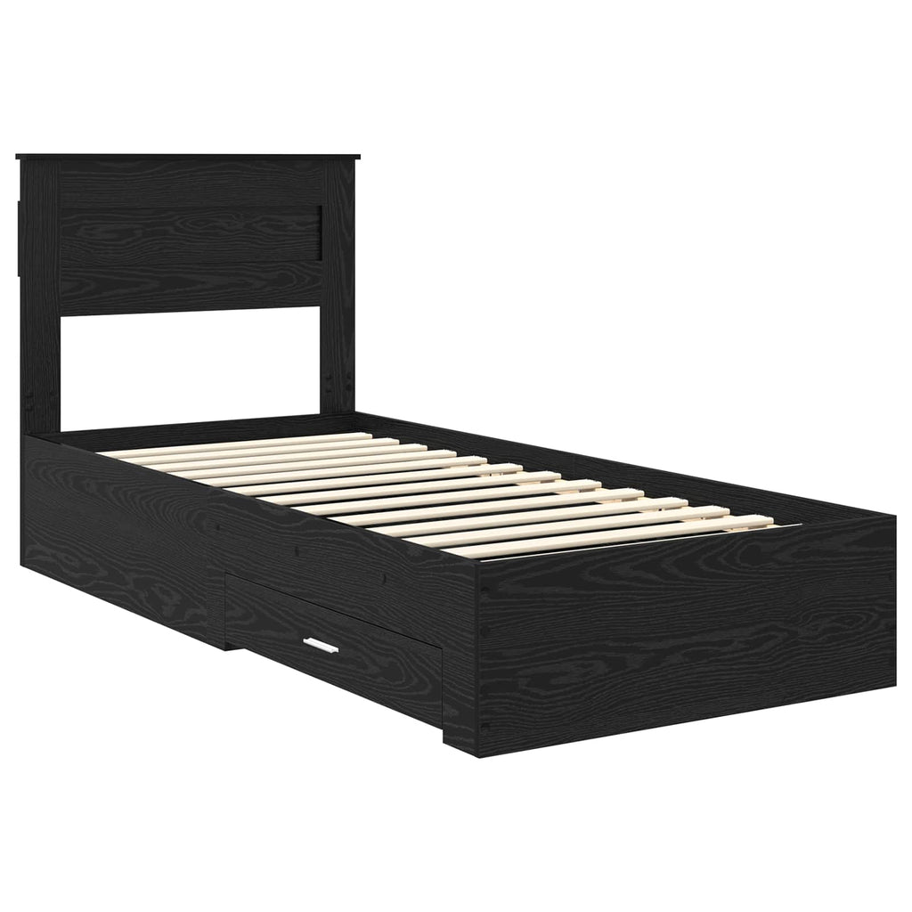 vidaXL Ramka łóżka Czarny Dąb 100 x 200 cm Materiał drewnopochodny