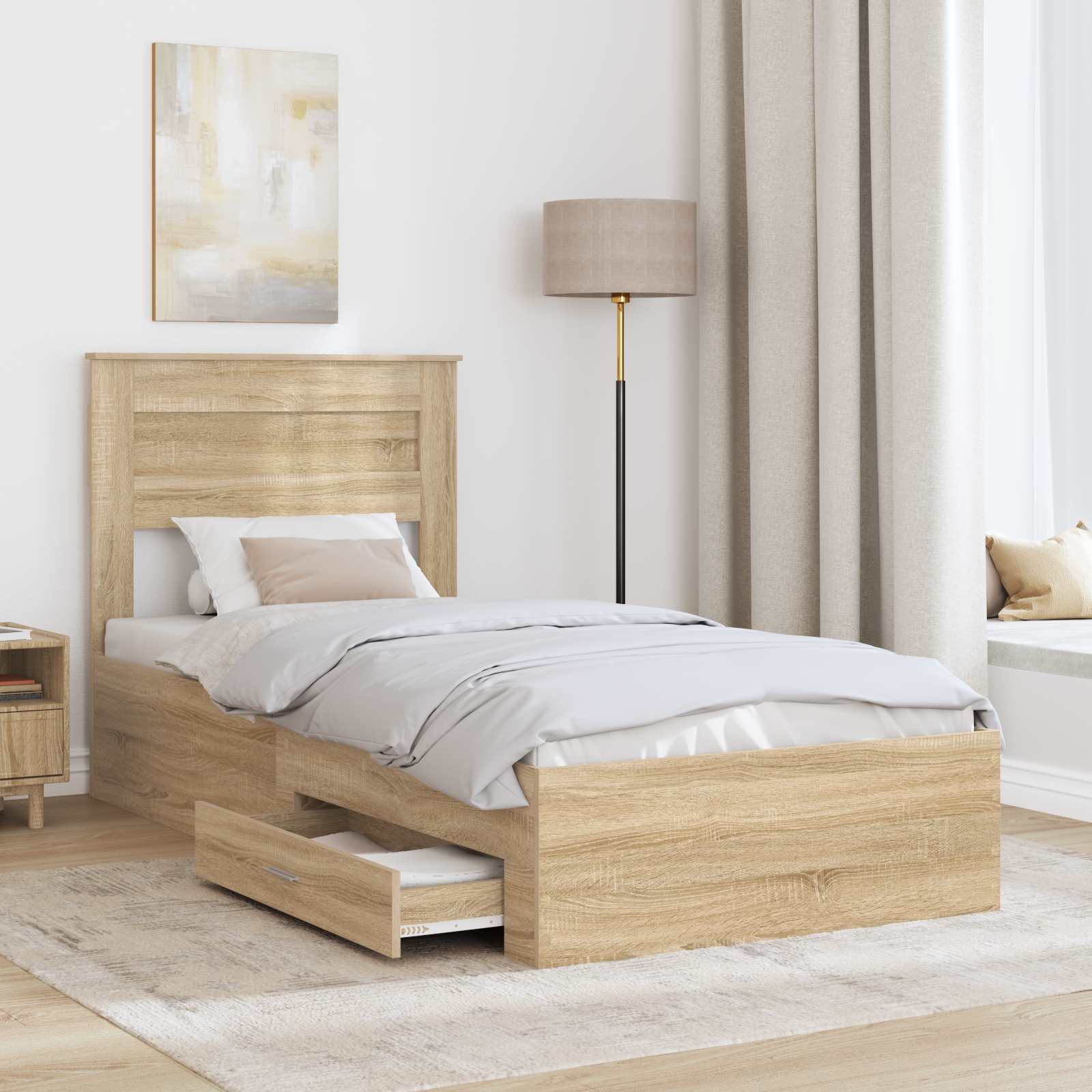vidaXL Ramka łóżka Dąb Sonoma 100 x 200 cm Materiał drewnopochodny