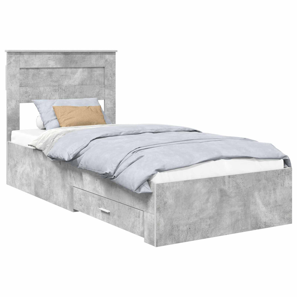 vidaXL Ramka łóżka Betonowy szary 100 x 200 cm Materiał drewnopochodny