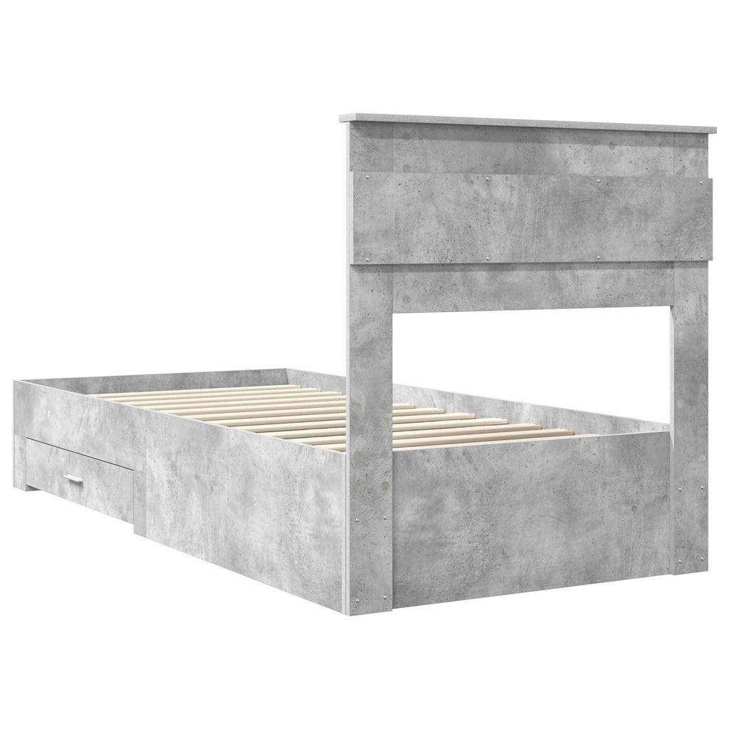vidaXL Ramka łóżka Betonowy szary 100 x 200 cm Materiał drewnopochodny