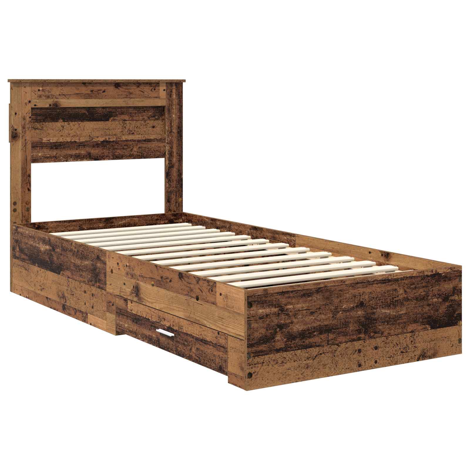 vidaXL Ramka łóżka Stare drewno 100 x 200 cm Materiał drewnopochodny