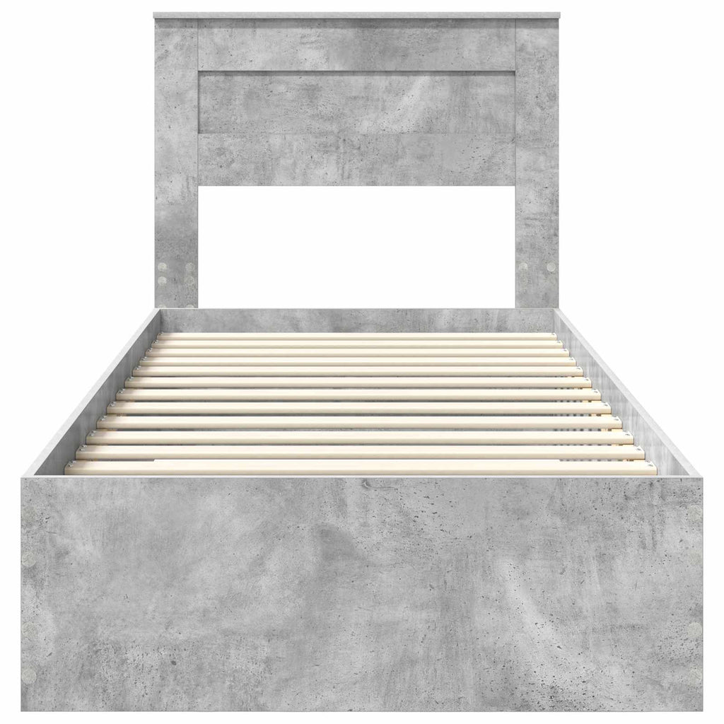 vidaXL Ramka łóżka Betonowy szary 90 x 190 cm Materiał drewnopochodny