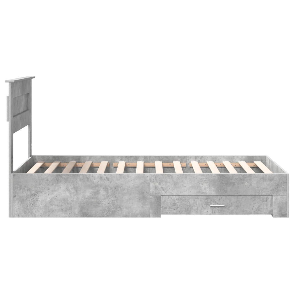 vidaXL Ramka łóżka Betonowy szary 90 x 190 cm Materiał drewnopochodny