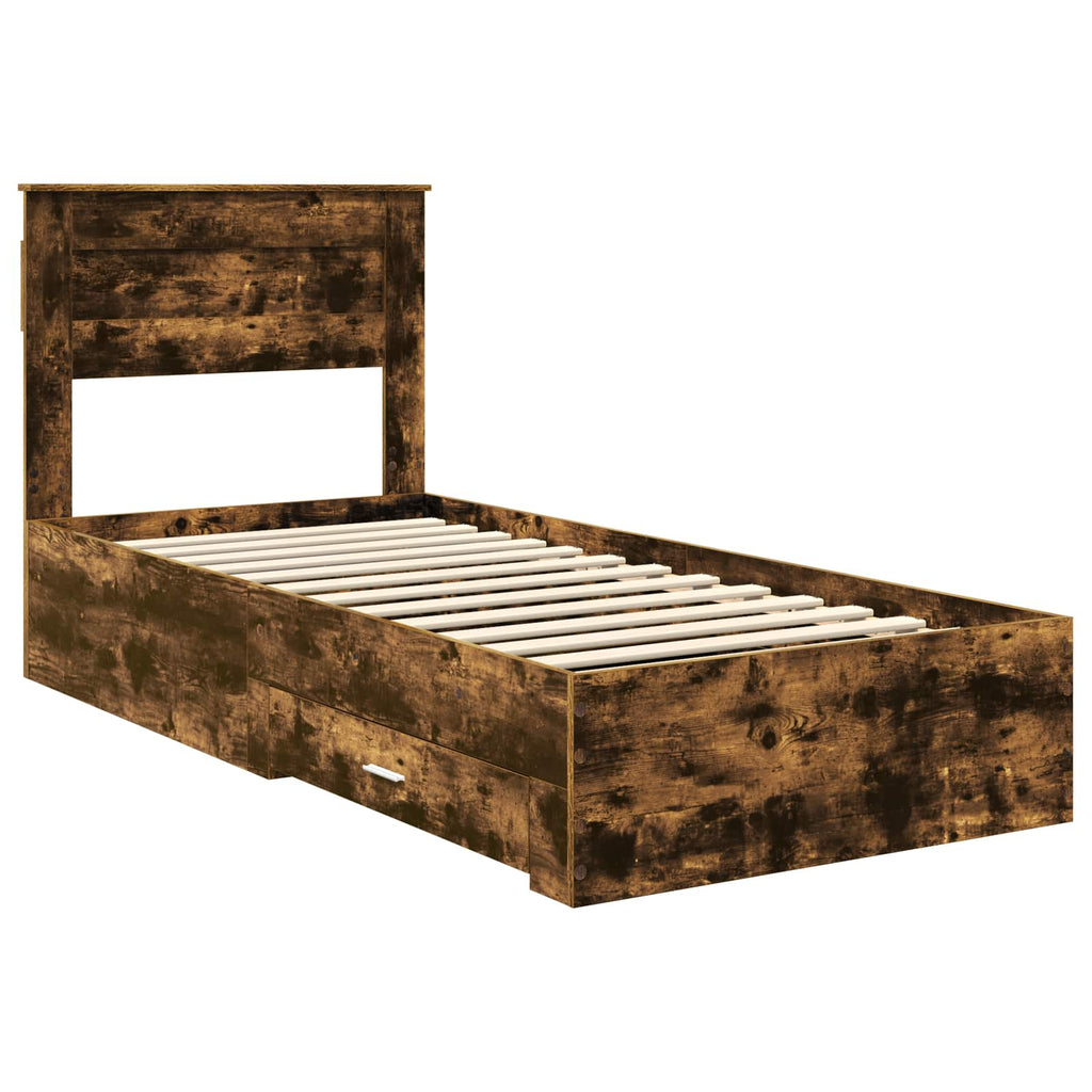 vidaXL Ramka łóżka Dąb wędzony 90 x 190 cm Materiał drewnopochodny