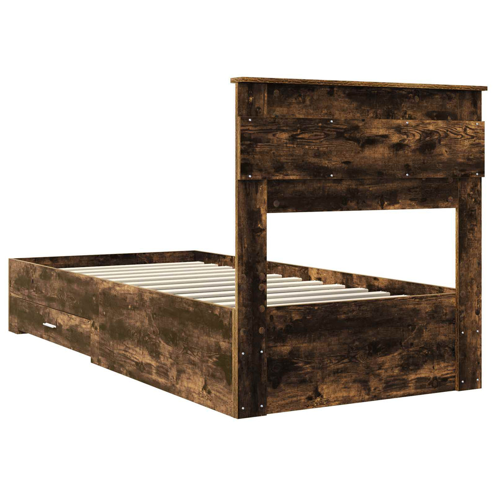 vidaXL Ramka łóżka Dąb wędzony 90 x 190 cm Materiał drewnopochodny