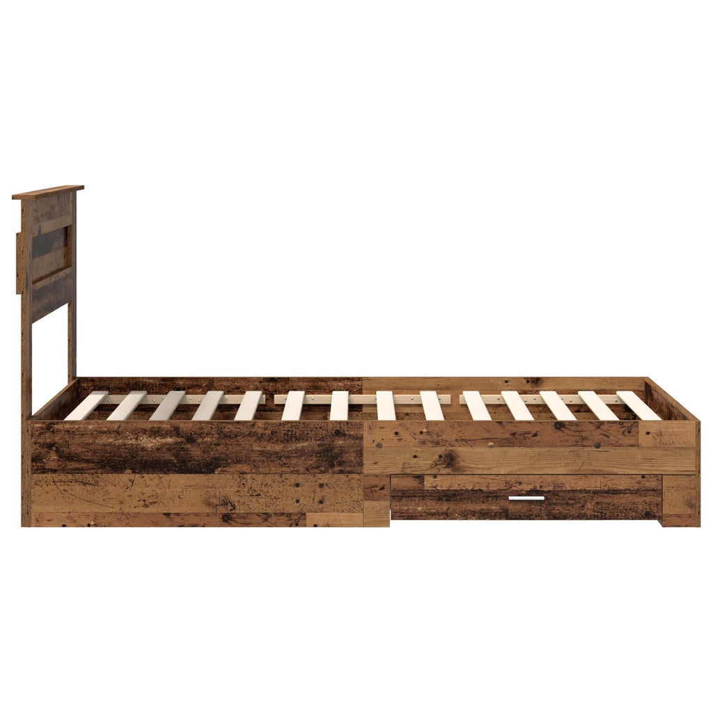 vidaXL Ramka łóżka Stare drewno 90 x 190 cm Materiał drewnopochodny