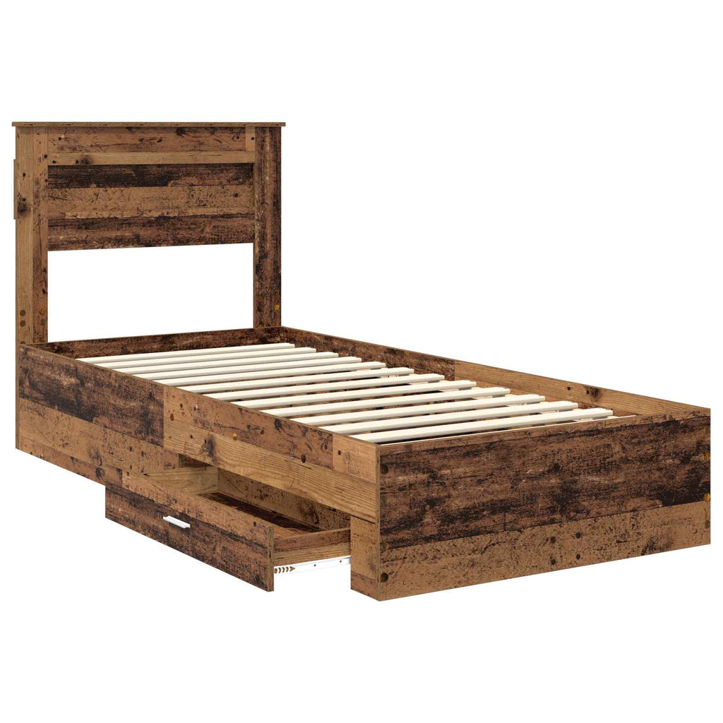 vidaXL Ramka łóżka Stare drewno 90 x 200 cm Materiał drewnopochodny