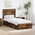 vidaXL Ramka łóżka Z zagłówkiem Wędzone dąb i srebro 75 x 190 cm