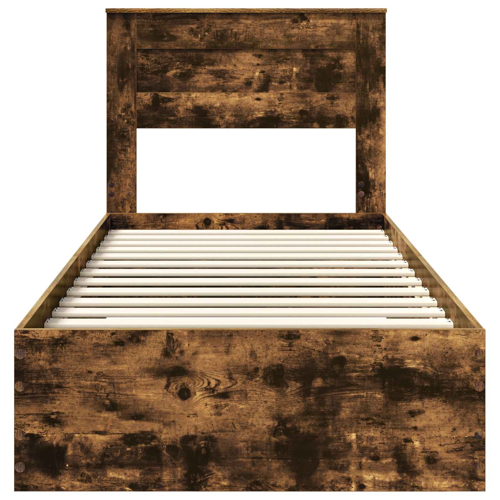 vidaXL Ramka łóżka Z zagłówkiem Wędzone dąb i srebro 75 x 190 cm