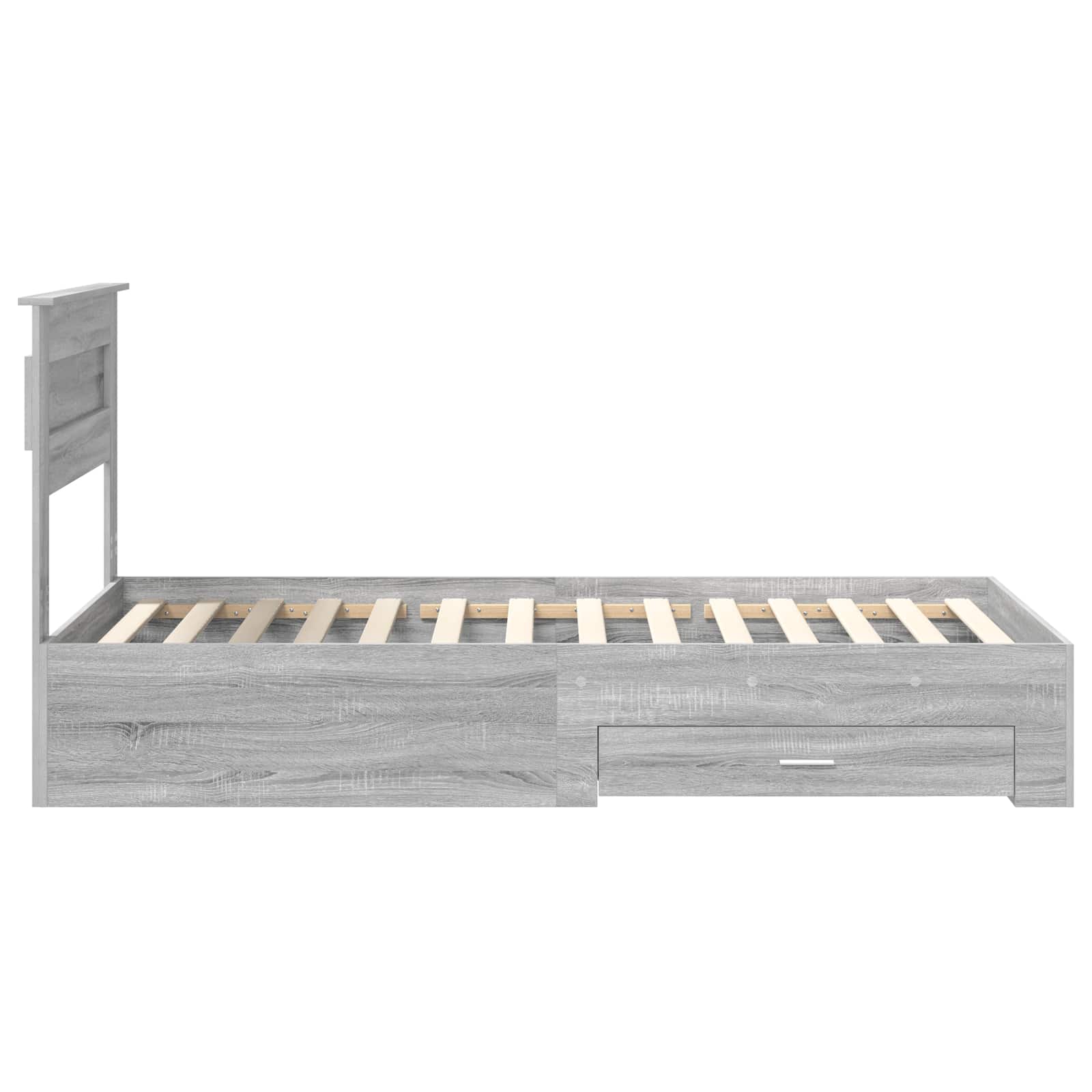 vidaXL Ramka łóżka z szufladą Szary Sonoma i srebro 75 x 190 cm