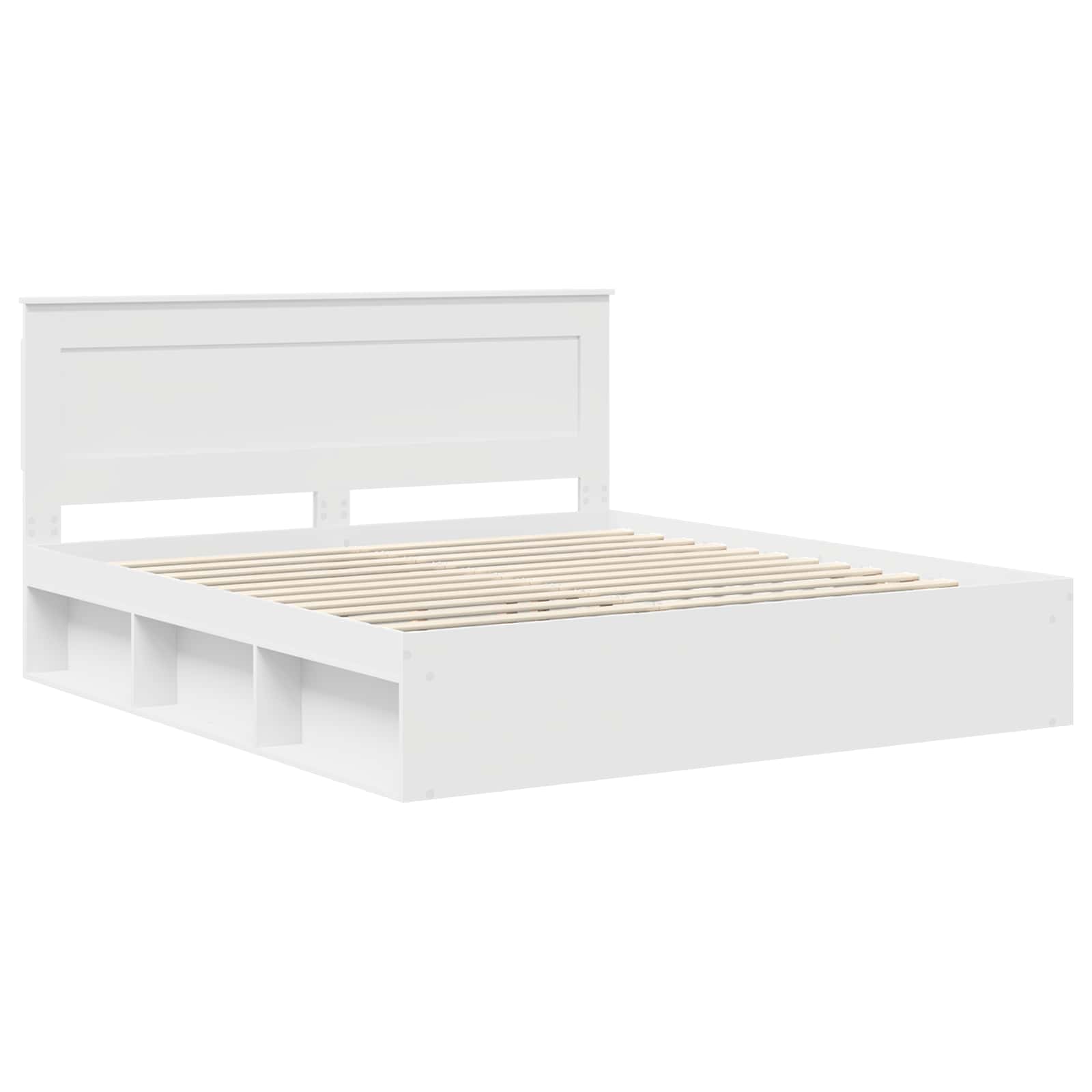 vidaXL Ramka łóżka Z zagłówkiem Biały 200 x 200 cm Lite drewno sosnowe