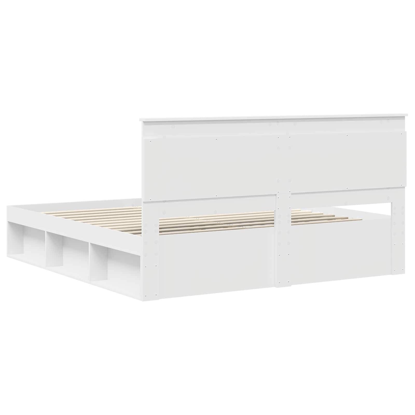 vidaXL Ramka łóżka Z zagłówkiem Biały 200 x 200 cm Lite drewno sosnowe