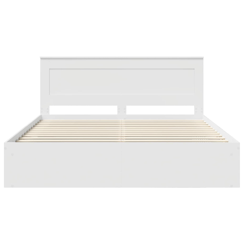 vidaXL Ramka łóżka Z zagłówkiem Biały 200 x 200 cm Lite drewno sosnowe