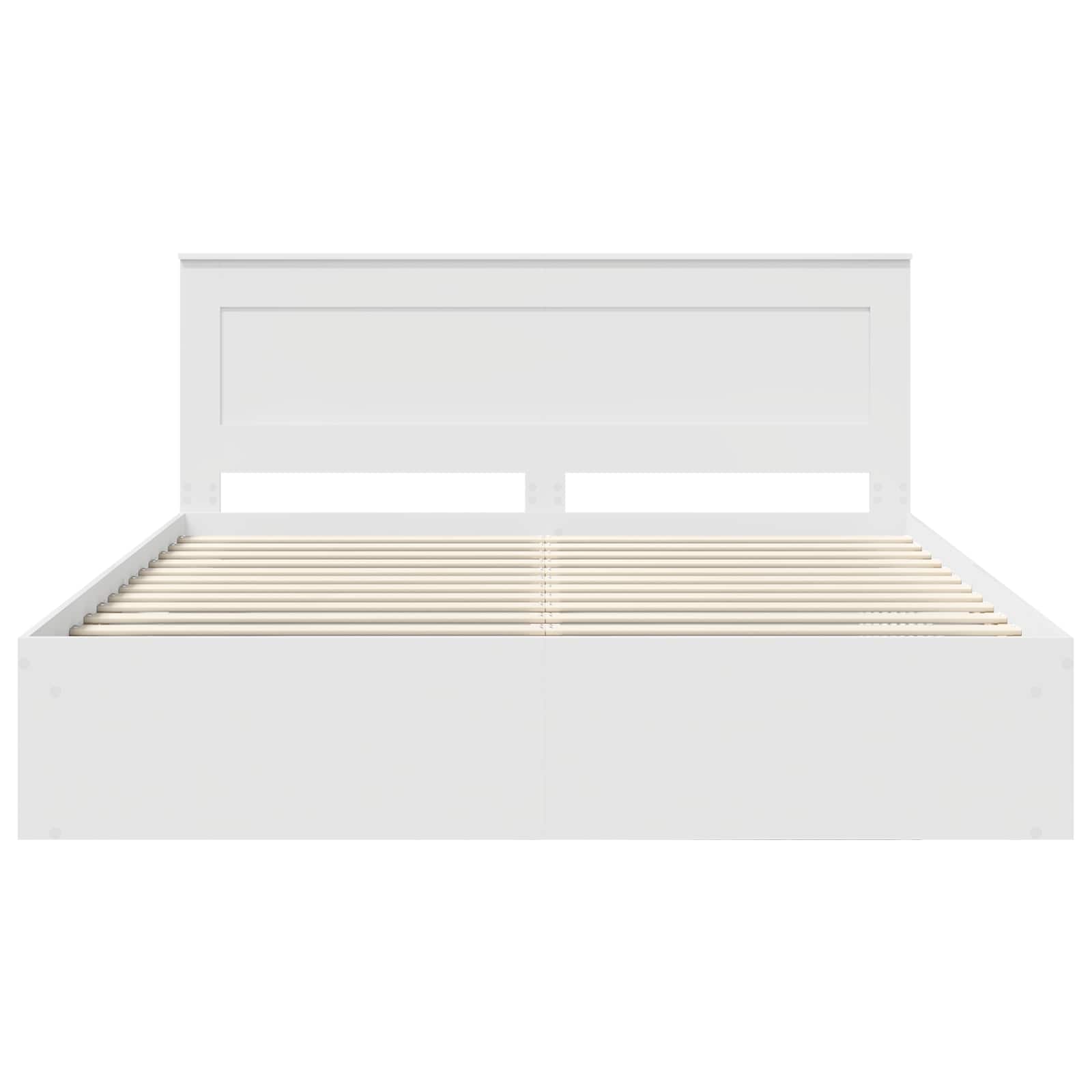 vidaXL Ramka łóżka Z zagłówkiem Biały 200 x 200 cm Lite drewno sosnowe