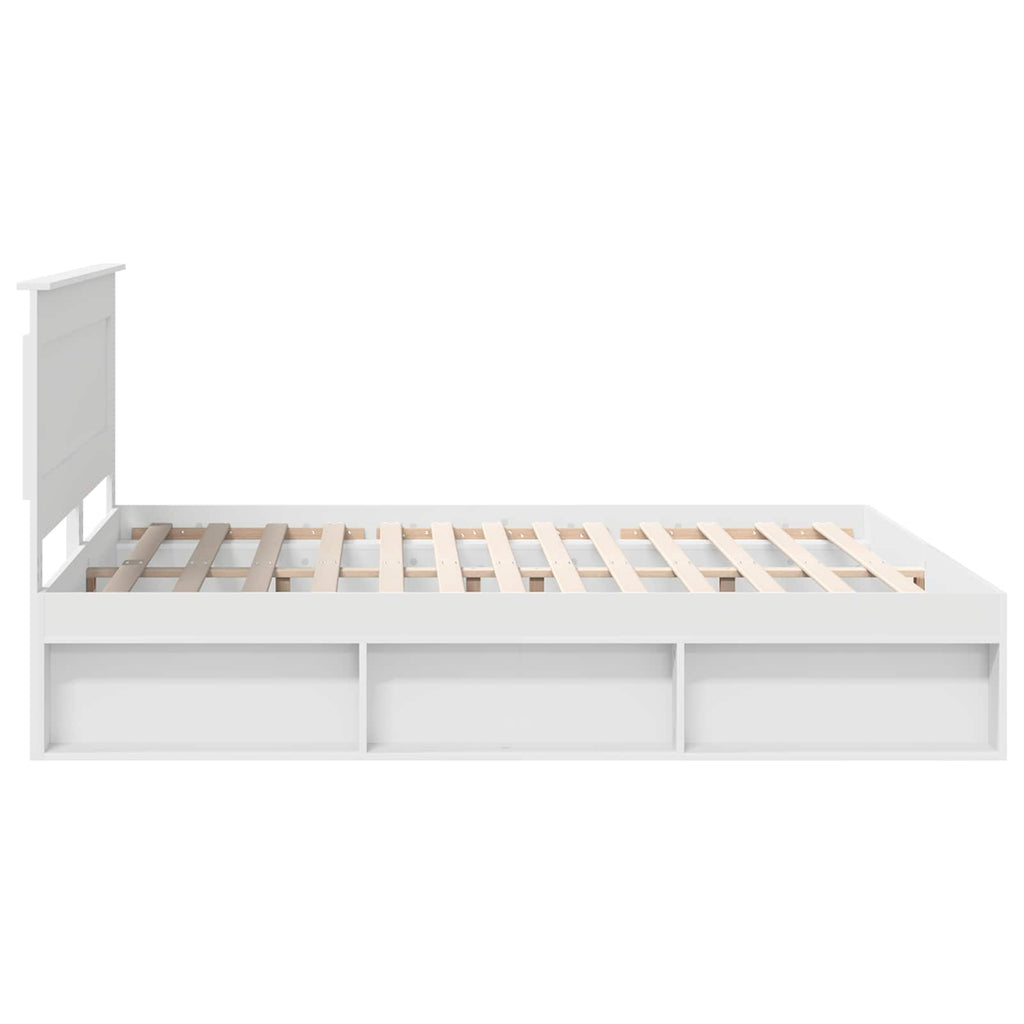 vidaXL Ramka łóżka Z zagłówkiem Biały 200 x 200 cm Lite drewno sosnowe