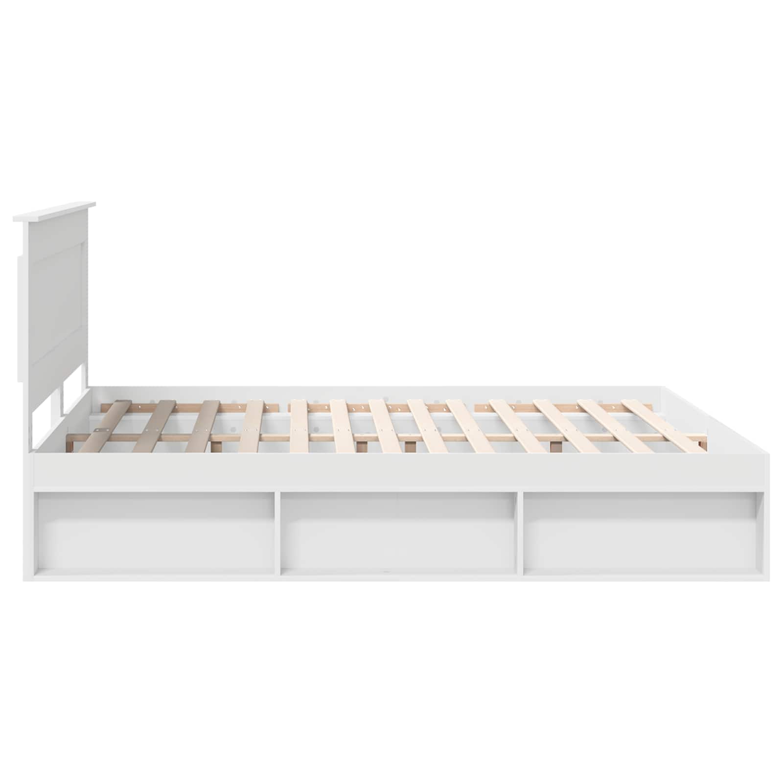 vidaXL Ramka łóżka Z zagłówkiem Biały 200 x 200 cm Lite drewno sosnowe