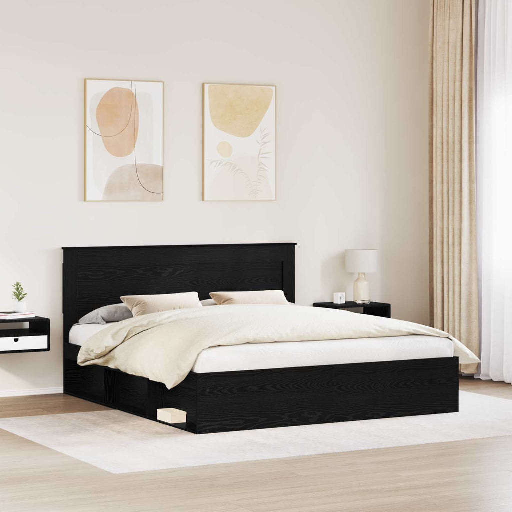 vidaXL Ramka łóżka Czarny 200 x 200 cm Lite drewno sosnowe