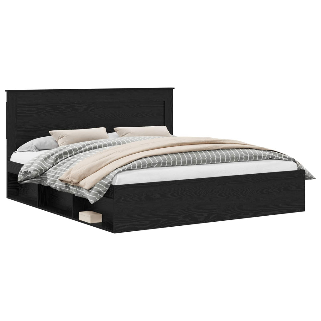 vidaXL Ramka łóżka Czarny 200 x 200 cm Lite drewno sosnowe