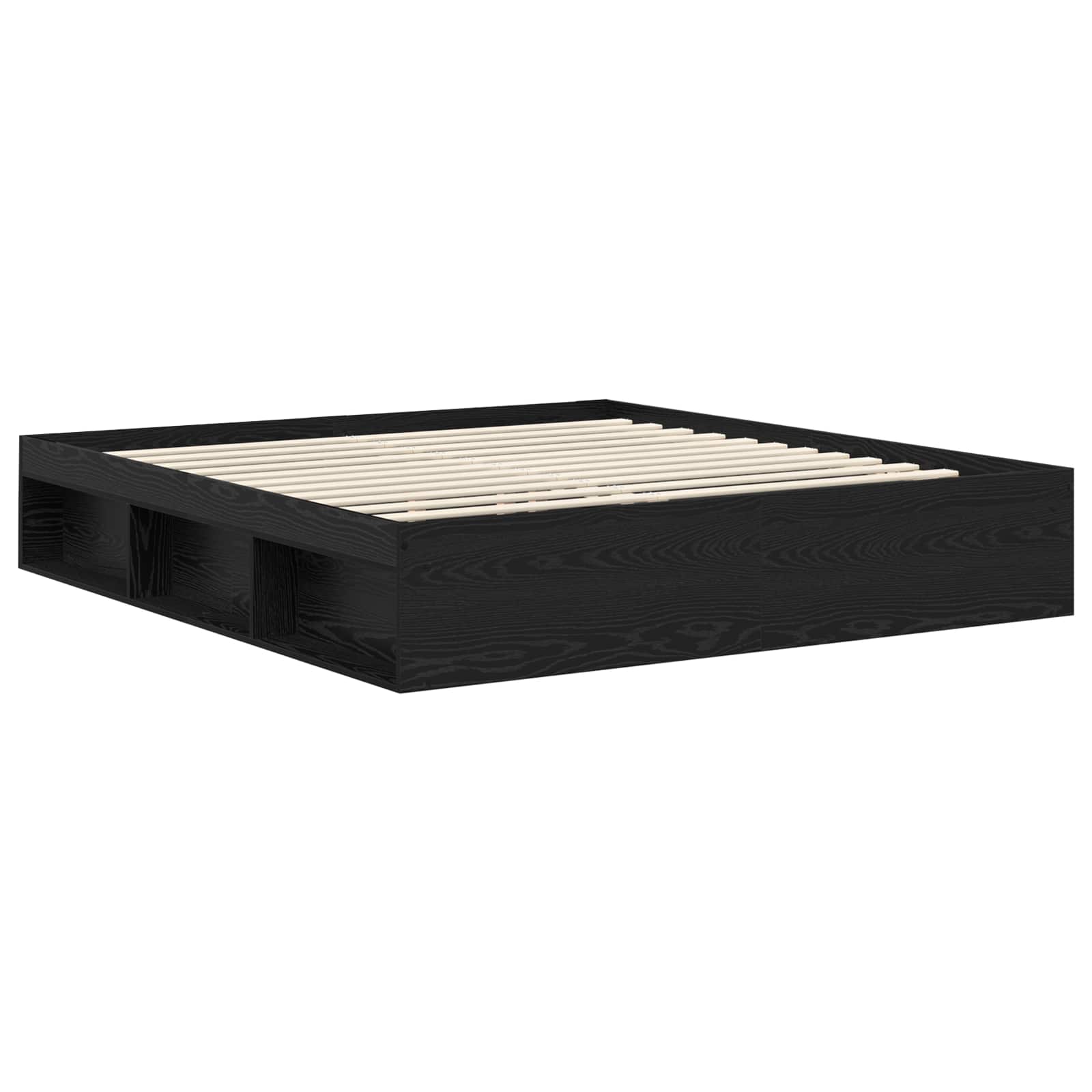 vidaXL Ramka łóżka Czarny 200 x 200 cm Lite drewno sosnowe