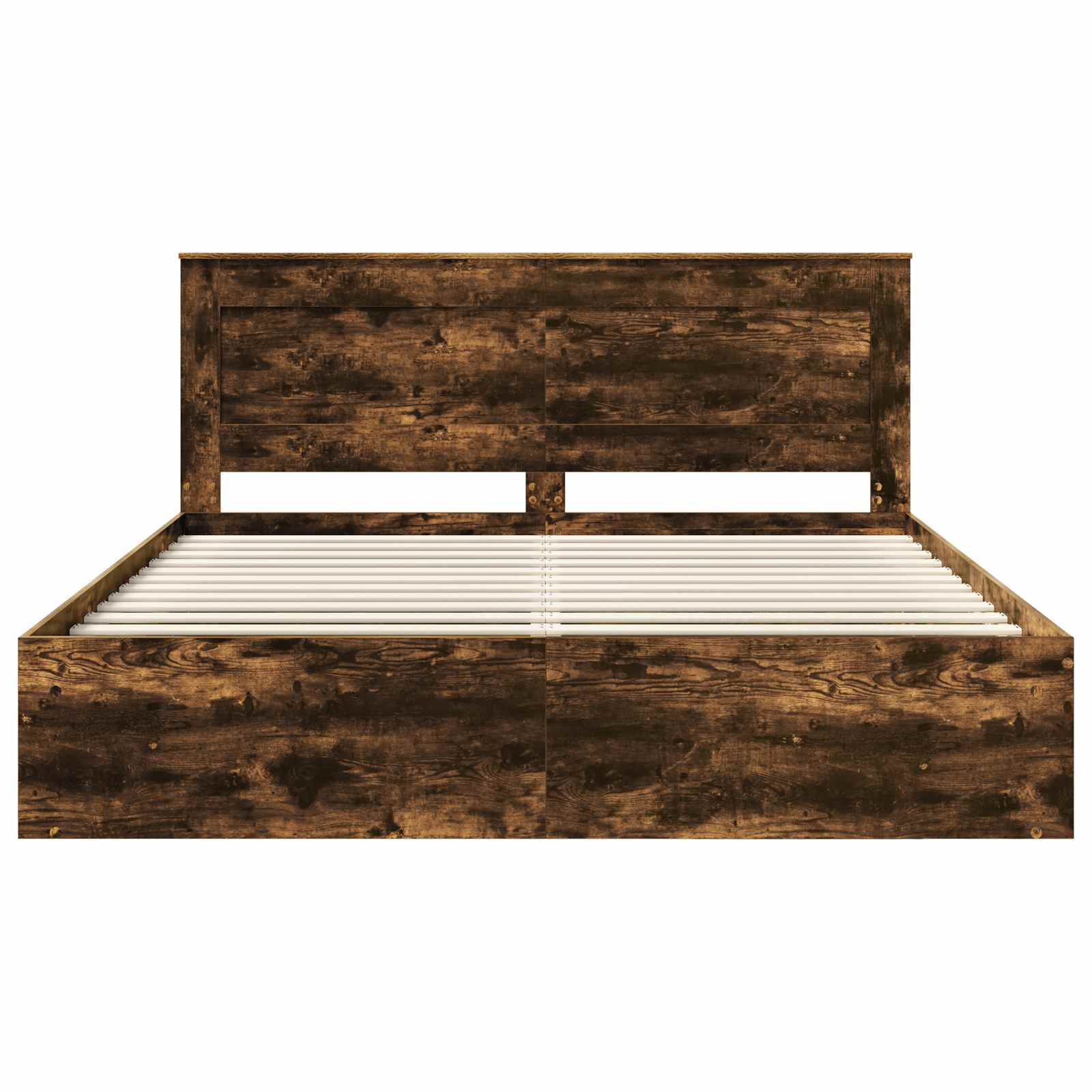 vidaXL Ramka łóżka Dąb wędzony 200 x 200 cm Lite drewno sosnowe