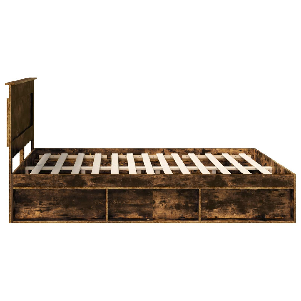 vidaXL Ramka łóżka Dąb wędzony 200 x 200 cm Lite drewno sosnowe