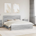 vidaXL Ramka łóżka Szary Sonoma 200 x 200 cm Lite drewno sosnowe