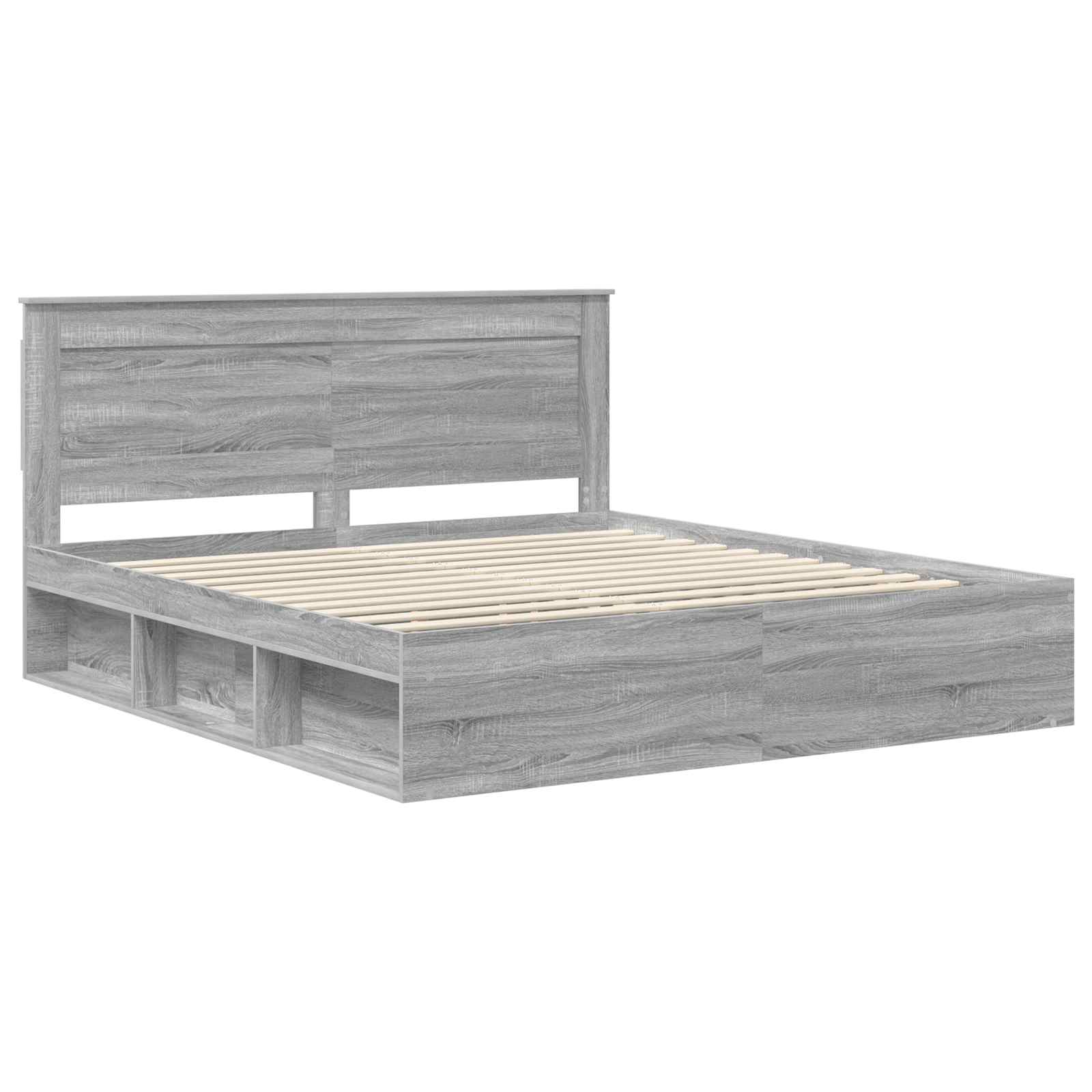 vidaXL Ramka łóżka Szary Sonoma 200 x 200 cm Lite drewno sosnowe