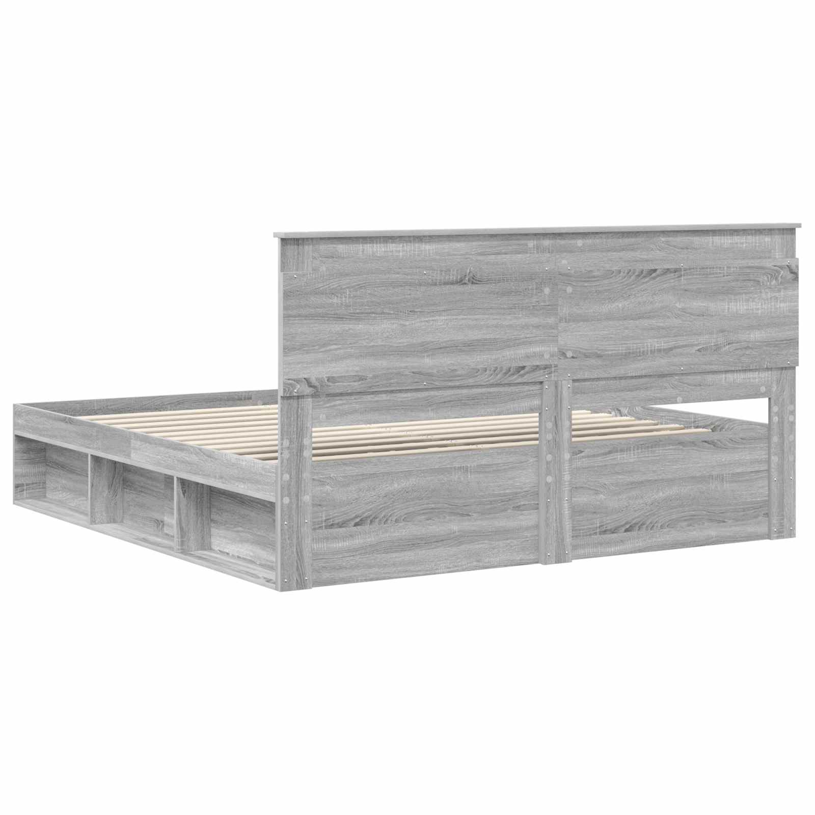 vidaXL Ramka łóżka Szary Sonoma 200 x 200 cm Lite drewno sosnowe