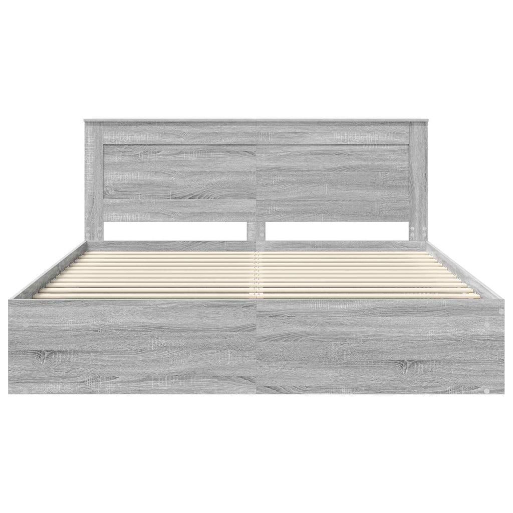 vidaXL Ramka łóżka Szary Sonoma 200 x 200 cm Lite drewno sosnowe
