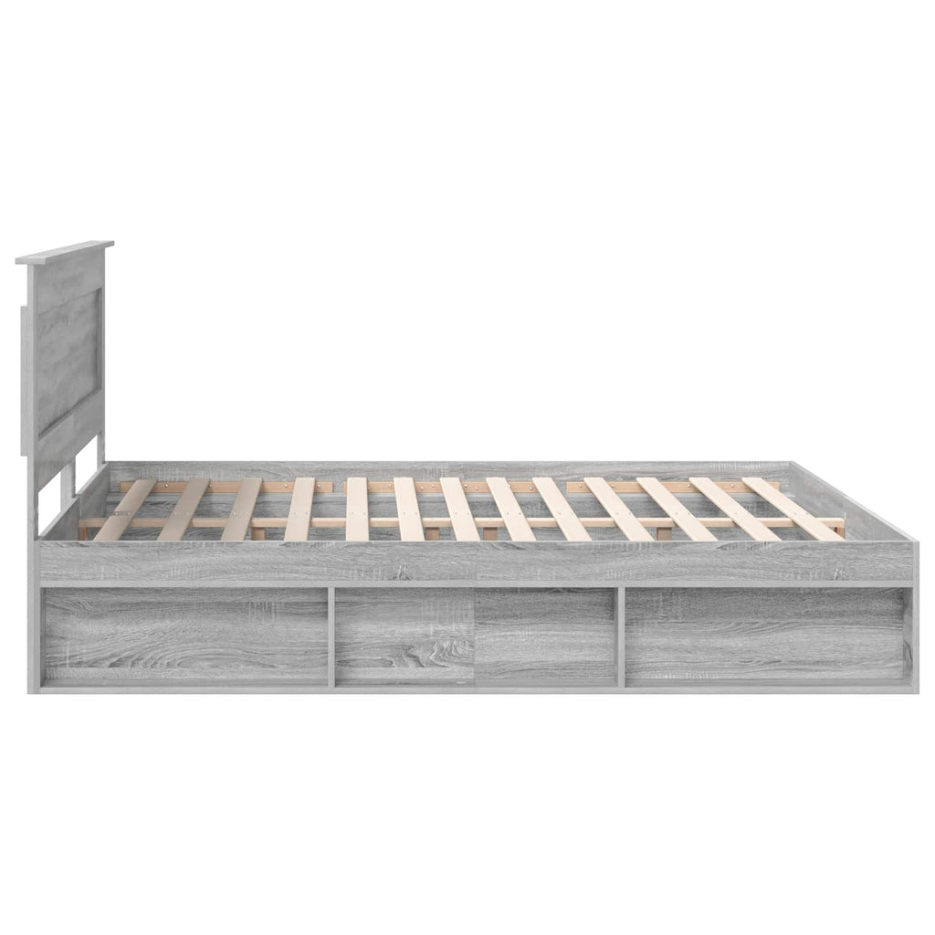 vidaXL Ramka łóżka Szary Sonoma 200 x 200 cm Lite drewno sosnowe