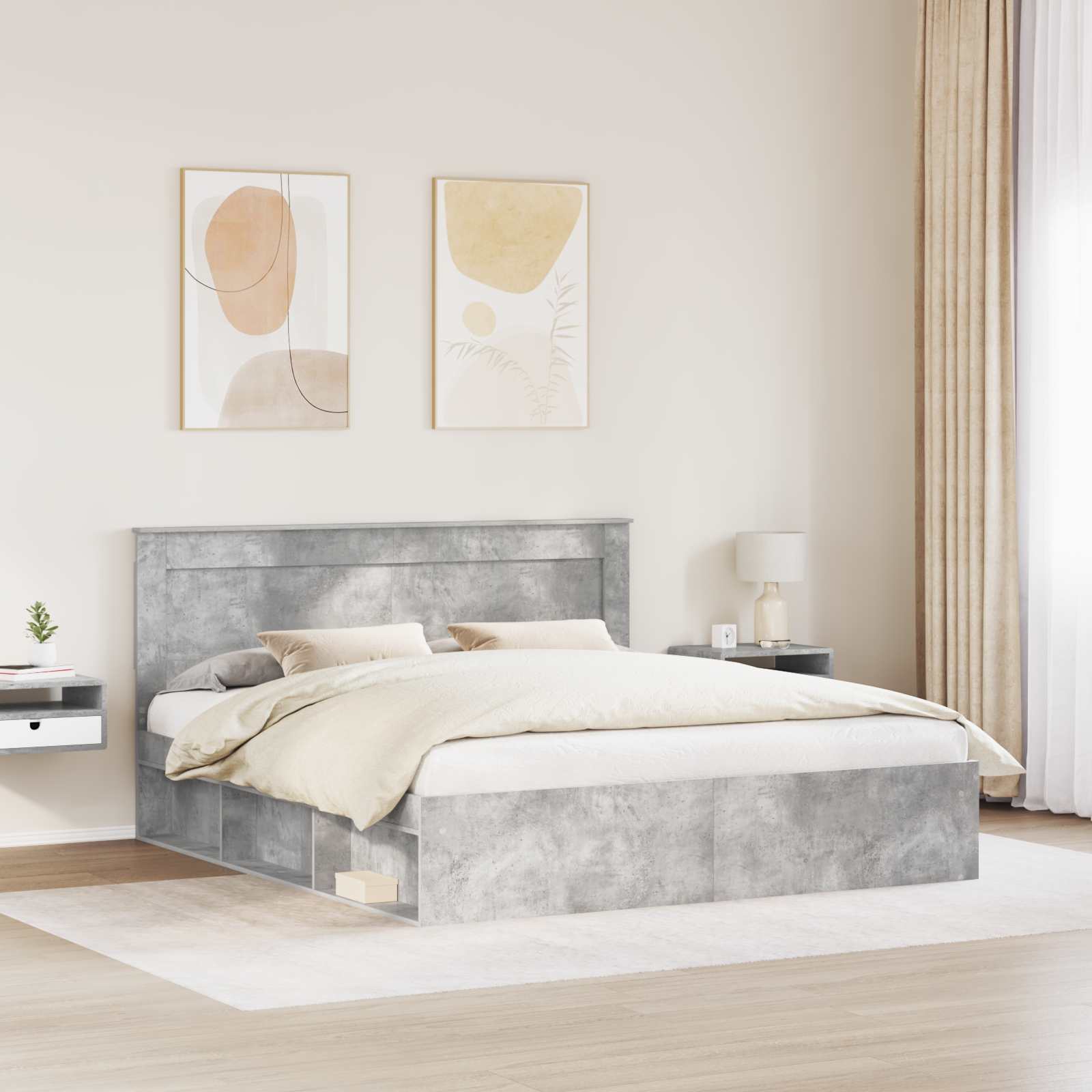 vidaXL Ramka łóżka Betonowy 180 x 200 cm Lite drewno sosnowe