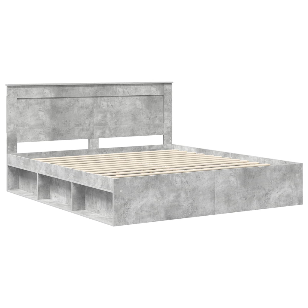 vidaXL Ramka łóżka Betonowy 180 x 200 cm Lite drewno sosnowe