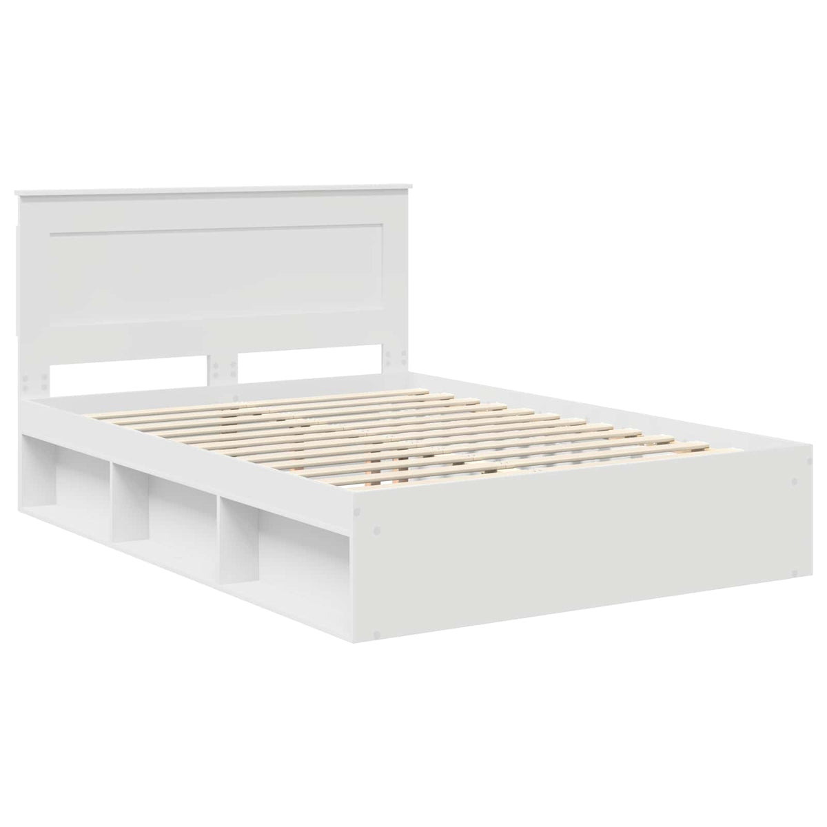 vidaXL Ramka łóżka Z zagłówkiem Biały 160 x 200 cm Lite drewno sosnowe