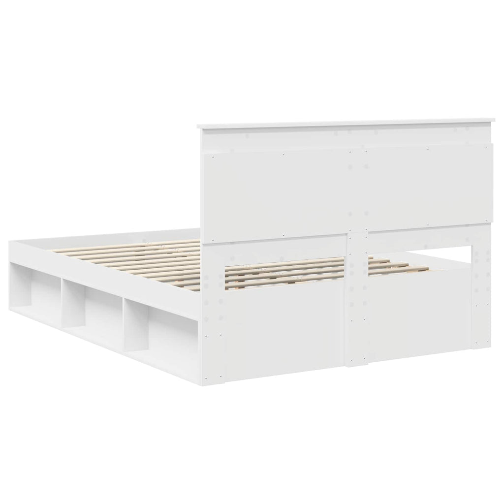 vidaXL Ramka łóżka Z zagłówkiem Biały 160 x 200 cm Lite drewno sosnowe