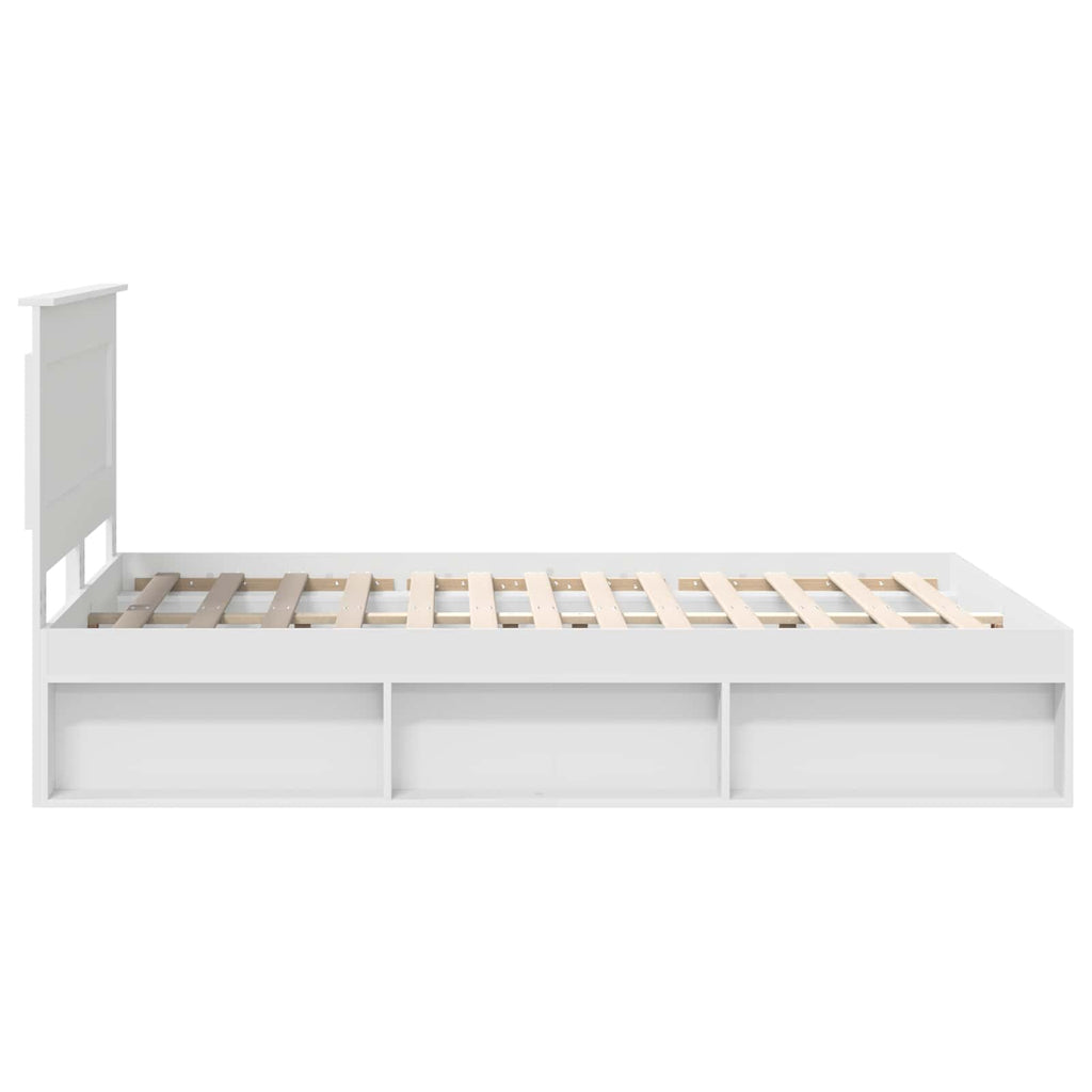 vidaXL Ramka łóżka Z zagłówkiem Biały 160 x 200 cm Lite drewno sosnowe