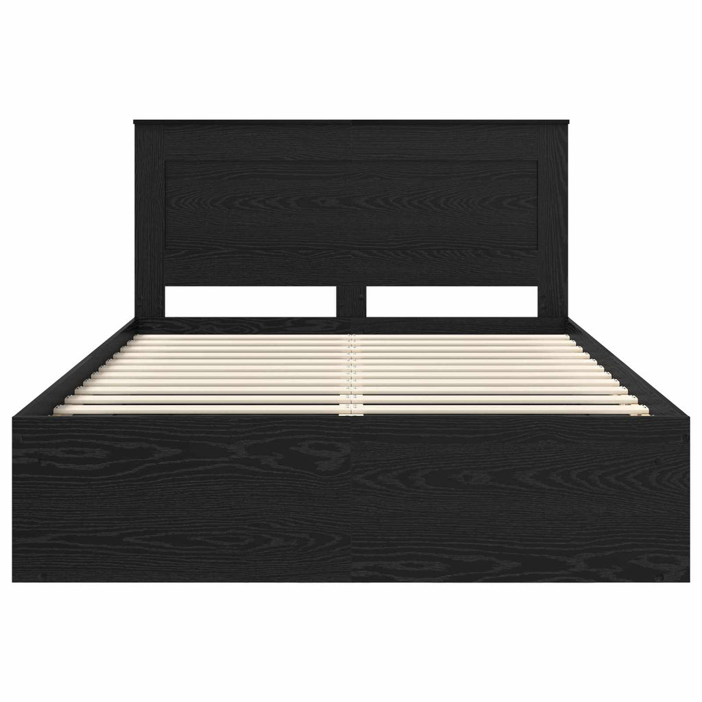 vidaXL Ramka łóżka z szufladą Czarny 150 x 200 cm Lite drewno sosnowe