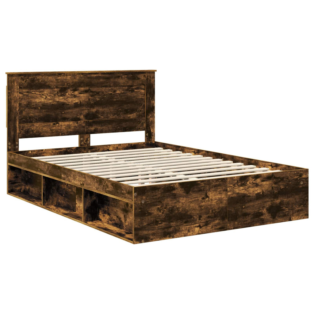 vidaXL Ramka łóżka Dąb wędzony 150 x 200 cm Lite drewno sosnowe