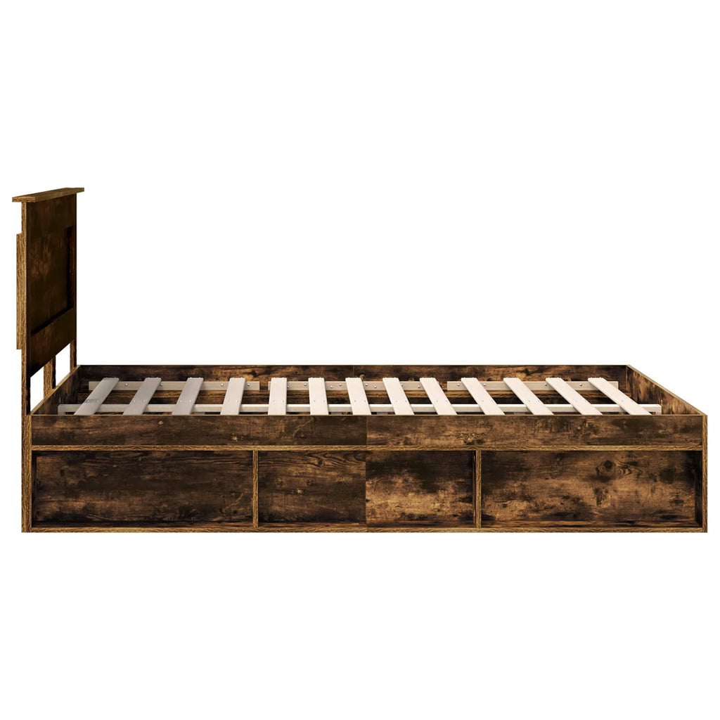 vidaXL Ramka łóżka Dąb wędzony 150 x 200 cm Lite drewno sosnowe
