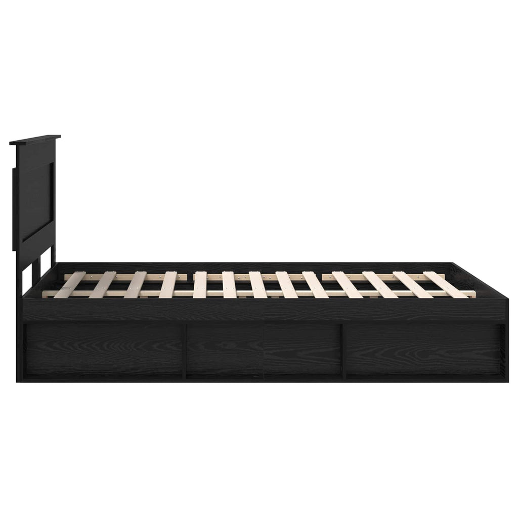 vidaXL Ramka łóżka z szufladą Czarny 140 x 190 cm Lite drewno sosnowe