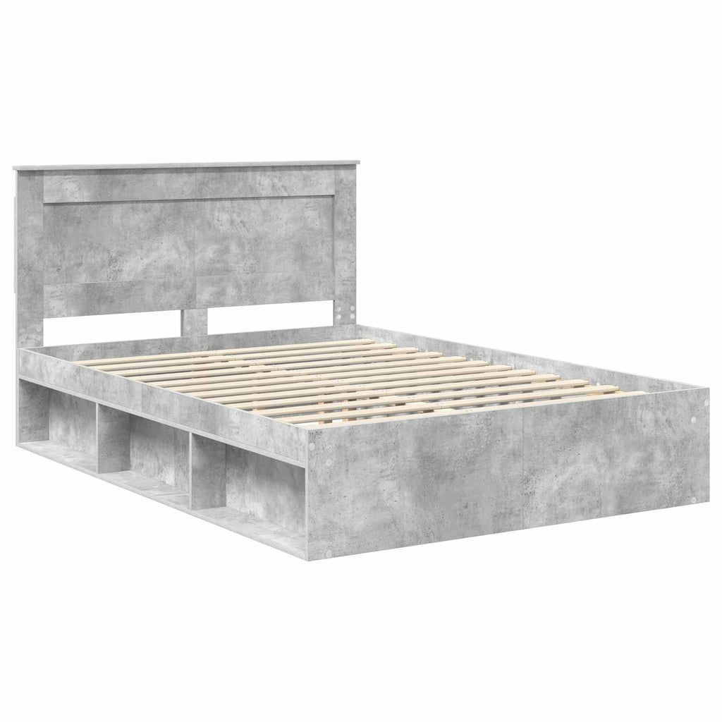 vidaXL Ramka łóżka Betonowy 140 x 190 cm Lite drewno sosnowe