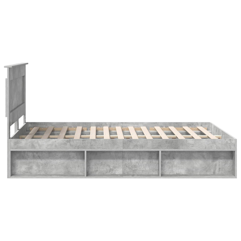 vidaXL Ramka łóżka Betonowy 140 x 190 cm Lite drewno sosnowe