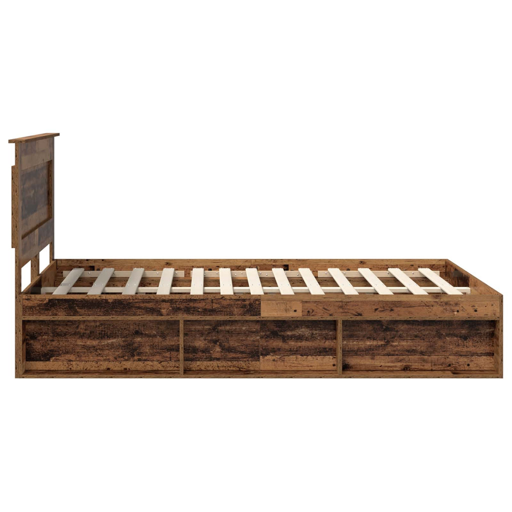 vidaXL Ramka łóżka Stare drewno 140 x 190 cm Lite drewno sosnowe