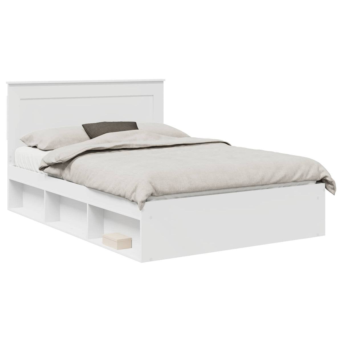 vidaXL Ramka łóżka Z zagłówkiem Biały 140 x 200 cm Lite drewno sosnowe