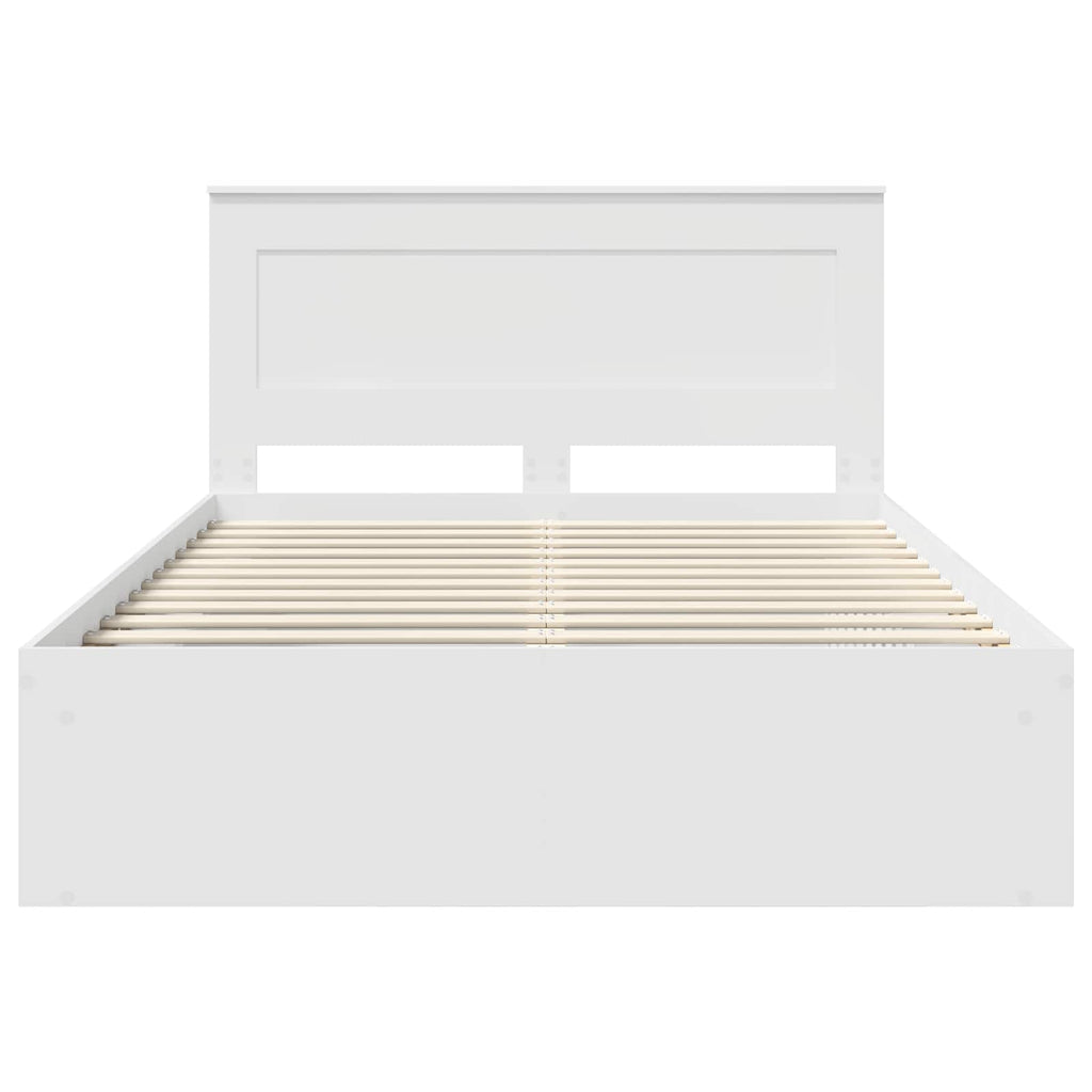 vidaXL Ramka łóżka Z zagłówkiem Biały 140 x 200 cm Lite drewno sosnowe