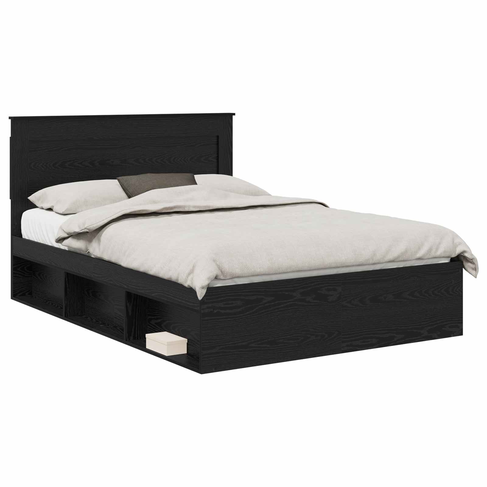 vidaXL Ramka łóżka Czarny 140 x 190 cm Lite drewno sosnowe