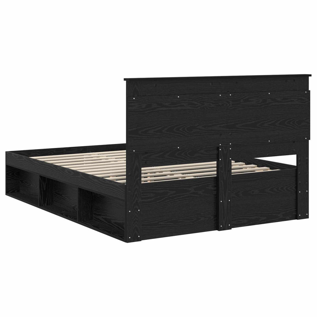 vidaXL Ramka łóżka Czarny 140 x 190 cm Lite drewno sosnowe