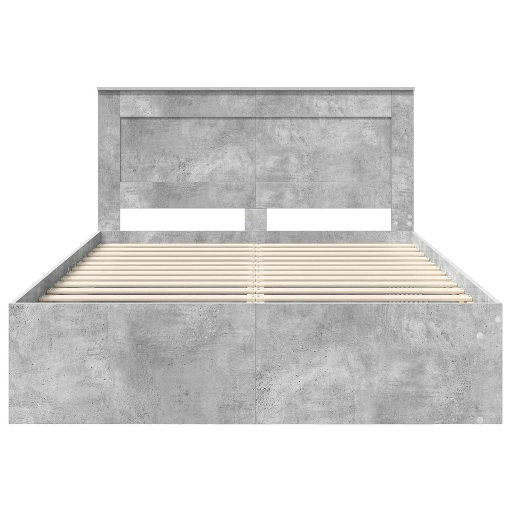 vidaXL Ramka łóżka Betonowy 140 x 200 cm Lite drewno sosnowe
